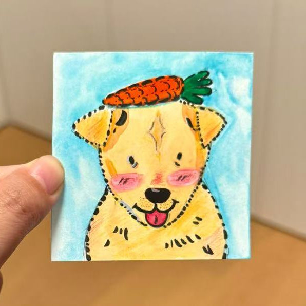 Handmade Cat Drawing with Tulips