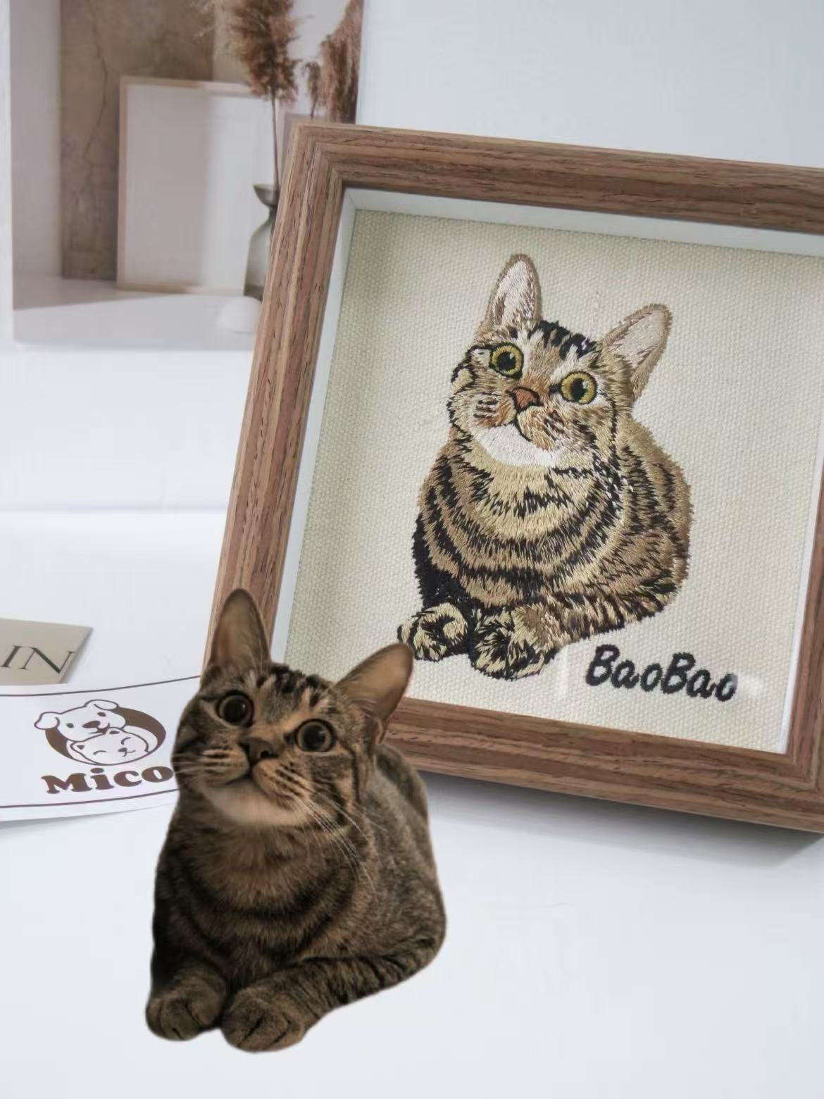Custom Cat Portrait with Frame Stand