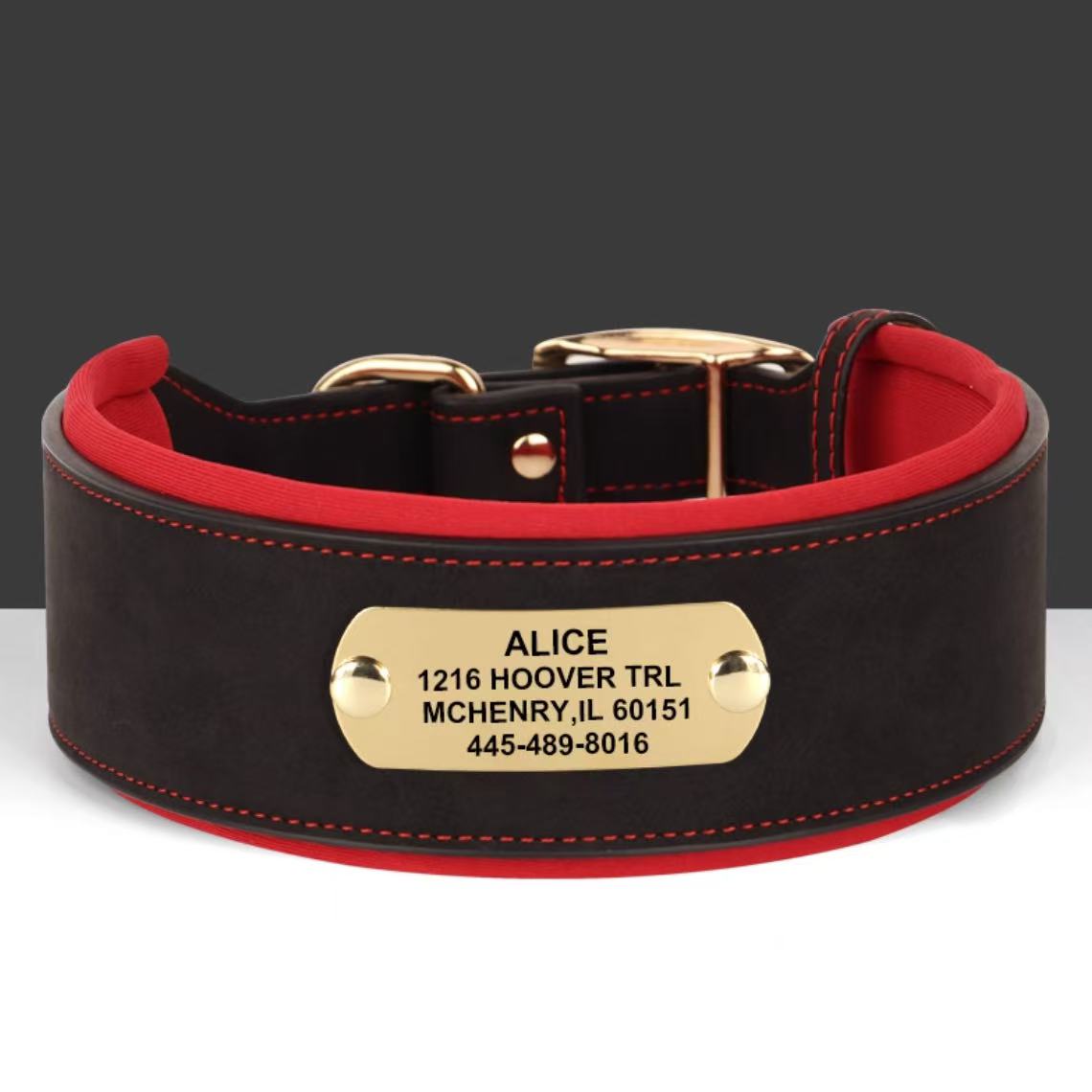 black-red-wide-leather-dog-collar-closeup