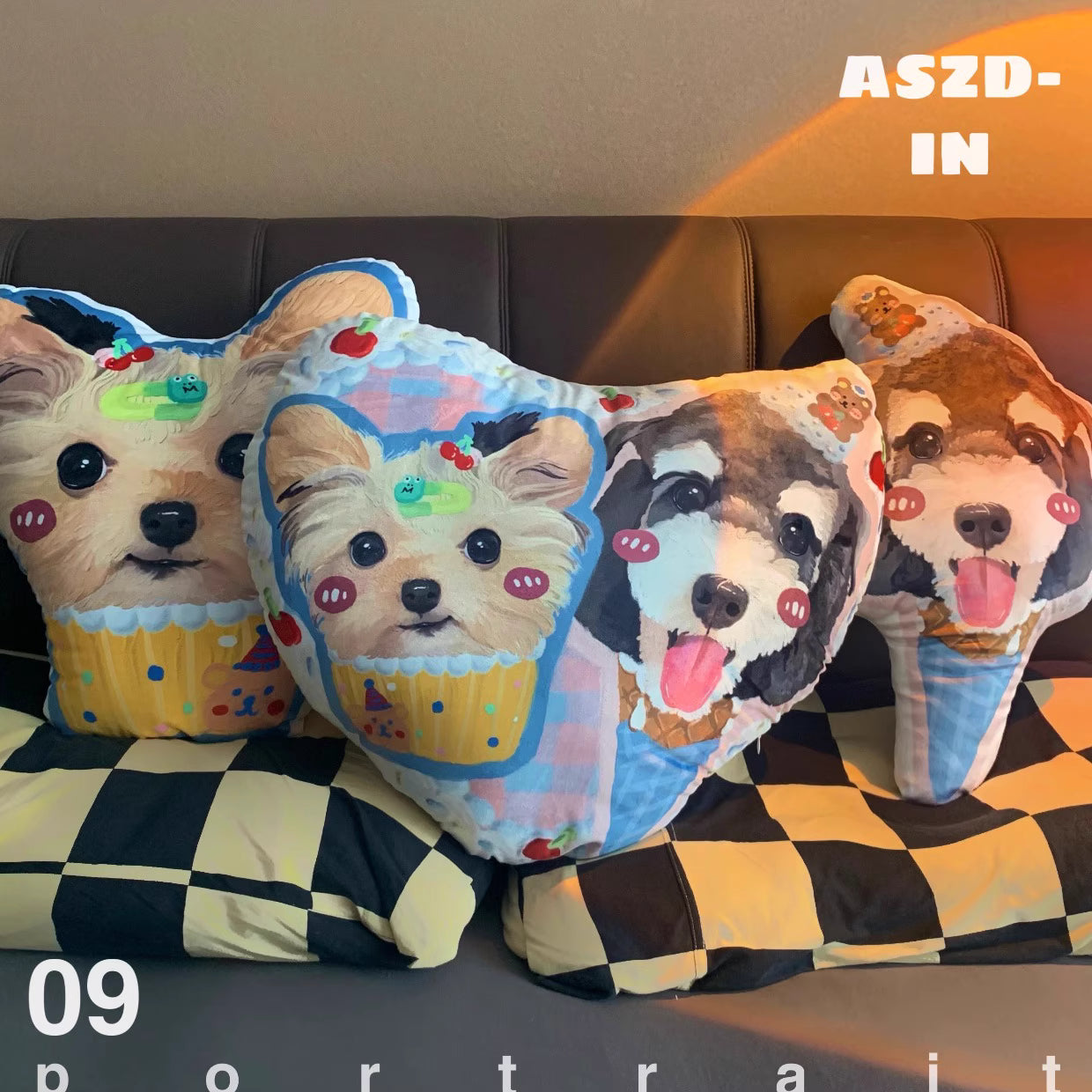 Personalized pet pillow in ice cream cone design
