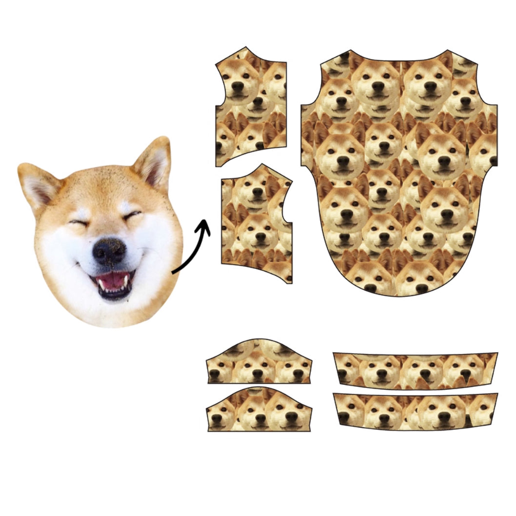 Shiba Inu face pattern layout for custom dog shirt design