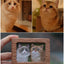 Custom double cat wood portrait magnet, hand-carved and painted to match a tabby and ragdoll cat from customer photo