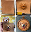 Step-by-step custom leather portrait carving of a Golden Retriever, from sketch to tooling, coloring, and final stitched round hanging charm