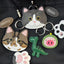Multiple custom pet leather hanging charms with cat faces, paw tags, and animal add-ons, made from goatskin leather with name tag options