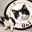 Personalized pet rug with custom cat photo, black and white cat printed round mat for home decor