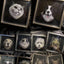 3D multi-layer glass pet portrait , carved on transparent panes with realistic fur details.
