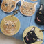Custom Round Embroidered Pet Keychains – Personalized Cat Portrait Stitching on Canvas Tags