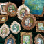 Multiple ceramic magnets in different shapes and colors with pet portraits in oil painting style