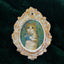 Oval white ceramic fridge magnet with oil painting