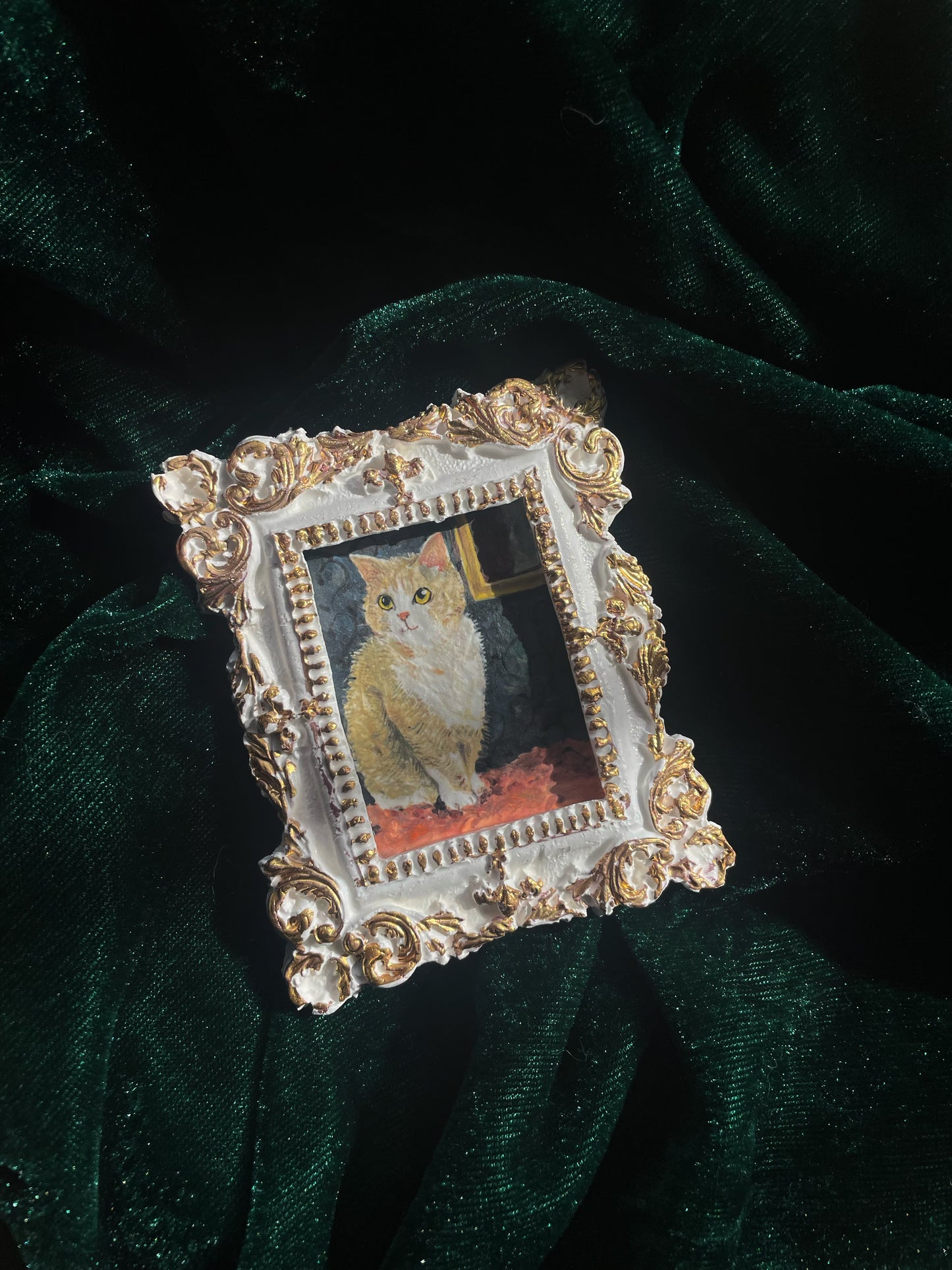 Square white ceramic magnet featuring oil painting