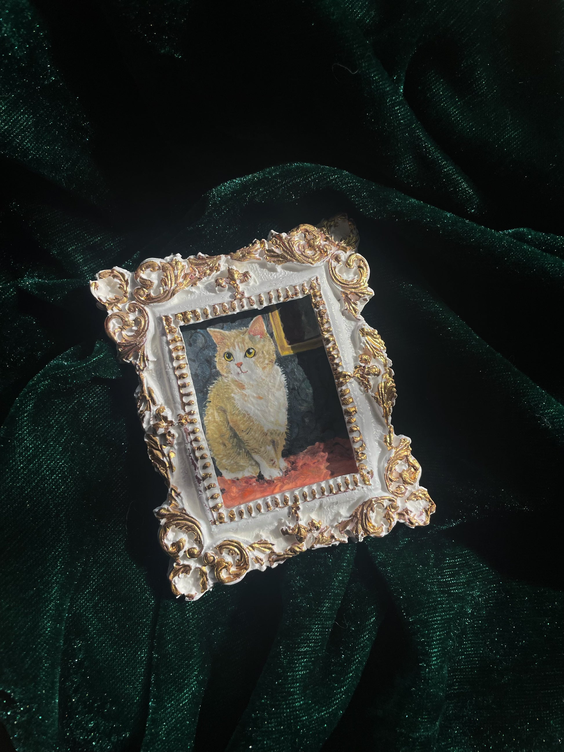 Square white ceramic magnet featuring oil painting