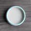 White PLA pet bowl with turquoise rim, blank inside
