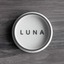 White PLA pet bowl with gray rim and engraved name “LUNA”
