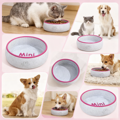 Multiple pets using customized PLA bowls with engraved names