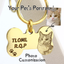 Custom brass bone pet tag engraved with cat portrait from photo
