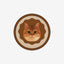 Brown cat portrait round rug, made of soft faux fur material, ideal for pet-themed decor.