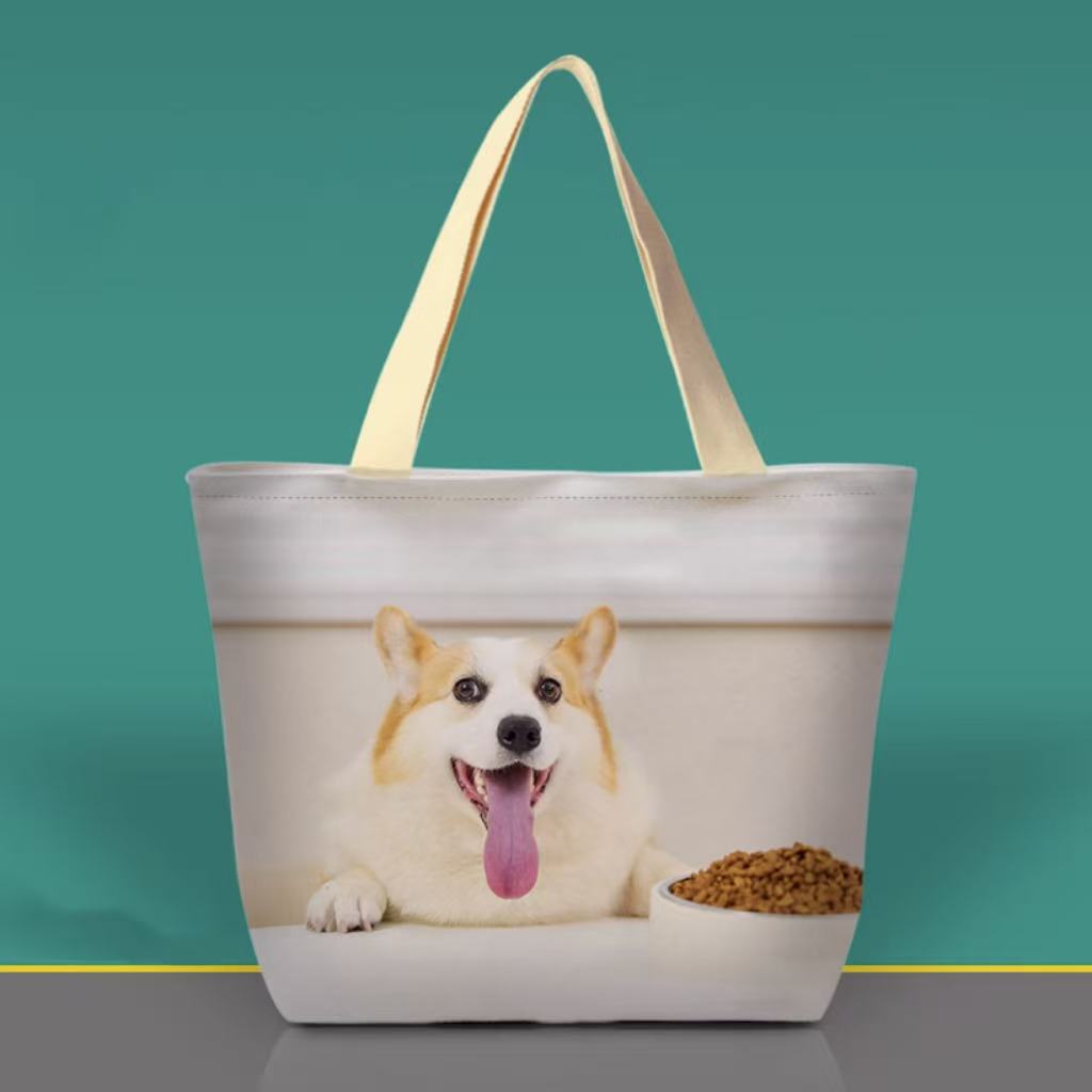 Custom tote bag with corgi dog photo, perfect personalized gift for dog lovers