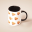 Black interior ceramic pet mug with repeating dog face design