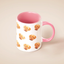 Dog portrait mug with pink handle, custom ceramic pet cup