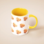Custom ceramic mug with yellow handle and dog pattern design