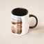 Black interior custom pet photo mug with printed dog image