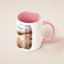 Custom pet mug with pink interior and handle, featuring pet photo print