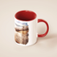 Custom pet photo mug with red handle, dog picture print on ceramic
