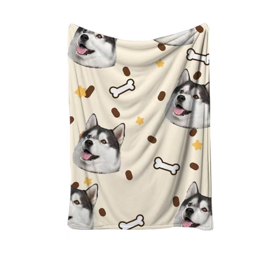 Husky dog blanket with bone pattern