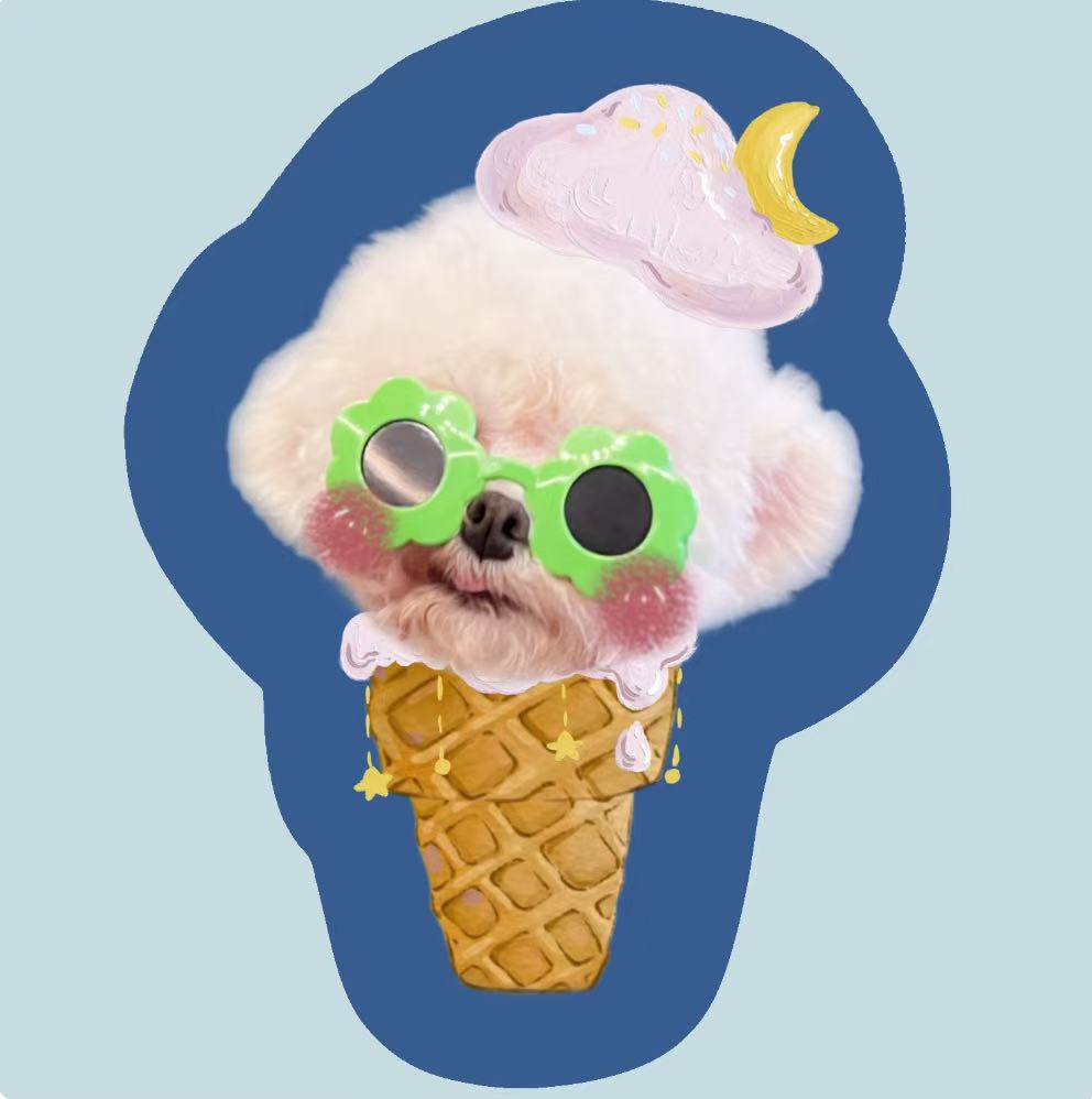 Bichon dog ice cream cone pillow