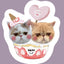 Two cat pillow in strawberry dessert bowl