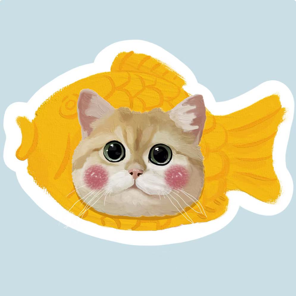 Cat pillow with golden fish body design