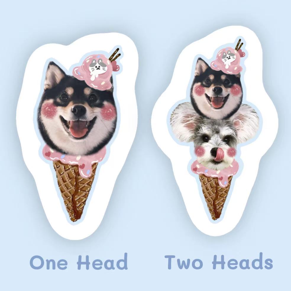 One or two pet heads ice cream cone pillow