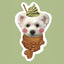 White dog pillow in matcha fish cone design