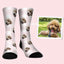 Custom dog socks with cherries and smiling face design