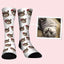 Custom cat socks with festive Christmas hat design, perfect gift for cat lovers