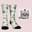 Personalized socks with cat face and green happy background