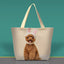 Custom tote bag with poodle wearing bunny ears, fun personalized dog bag