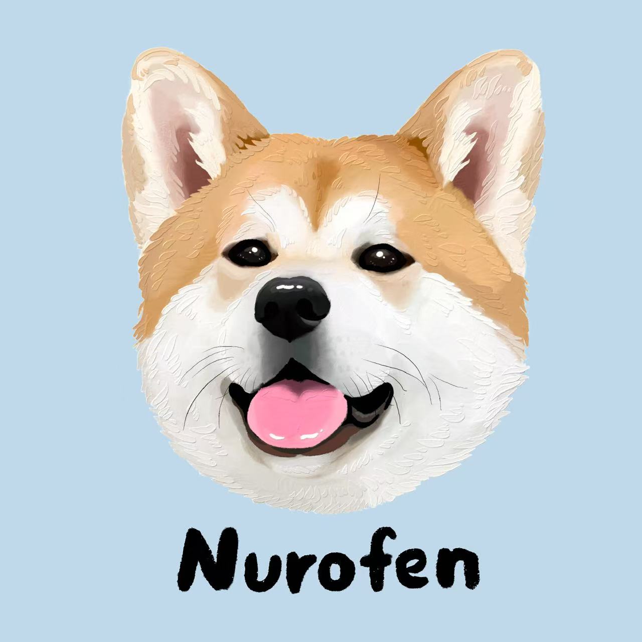 Custom Pet Digital Avatar From Your Pet Photo Simple corgi portrait name Nurofen blue background