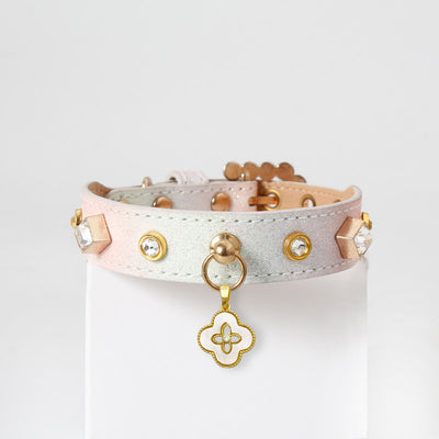 Pastel Rhinestone Pet Collar with Flower Charm