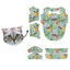 Grey cat face tropical shirt pattern with pineapples and yellow hibiscus on mint background