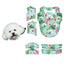 Cavalier King Charles Spaniel face pattern with palm trees and sunset sky background