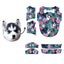 Husky dog face tropical floral print pattern on blue background for custom pet shirt