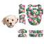 Maltese dog face tropical pattern with pink and white flowers on green background for custom pet shirt