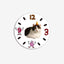 Personalized pet rug with cartoon numbers and cat photo, made from cozy faux shearling fabric.