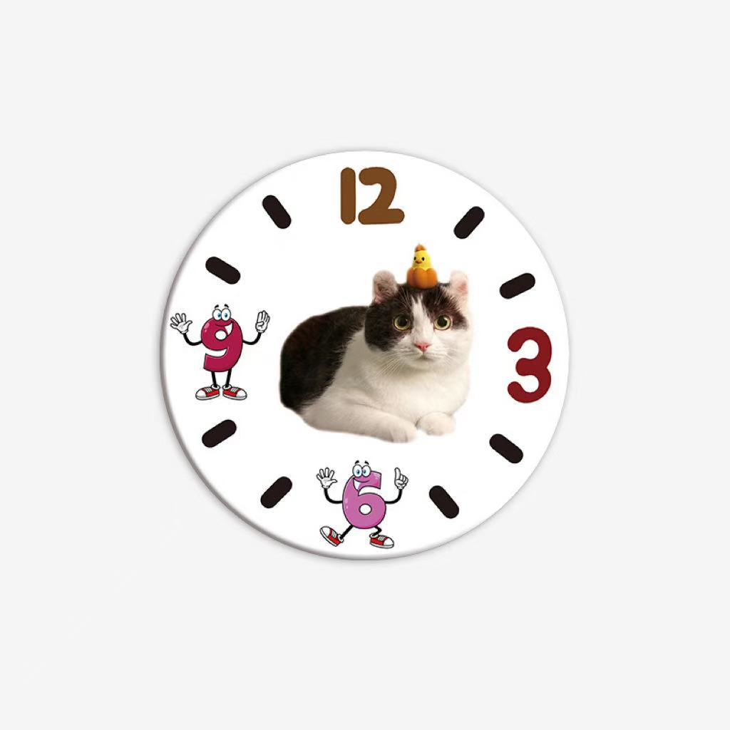 Personalized pet rug with cartoon numbers and cat photo, made from cozy faux shearling fabric.