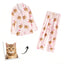 Pink pajamas set featuring custom printed cat faces and heart shapes