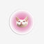 Minimalist pink gradient cat face rug, printed on faux shearling for a cozy aesthetic.