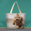 Custom canvas tote bag featuring a relaxed poodle portrait, pet photo print