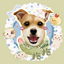 Custom Pet Digital Avatar From Your Pet Photo Deluxe dog portrait green wreath scene