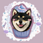 Custom Pet Digital Avatar From Your Pet Photo Deluxe black shiba cupcake style purple background